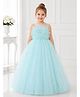 Toy Balloon Kids Satin Mesh Sleeveless Glitter Embellished Floral Applique Detailed Gown - Light Green