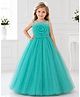 Toy Balloon Kids Satin Mesh Sleeveless Glitter Embellished Floral Applique Detailed Gown - Sea Green