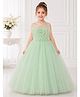 Toy Balloon Kids Satin Mesh Sleeveless Glitter Embellished Floral Applique Detailed Gown - Green