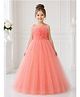 Toy Balloon Kids Satin Mesh Sleeveless Glitter Embellished Floral Applique Detailed Gown - Orange