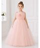 Toy Balloon Kids Satin Mesh Sleeveless Glitter Embellished Floral Applique Detailed Gown - Teal Blue