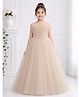 Toy Balloon Kids Satin Mesh Sleeveless Glitter Embellished Floral Applique Detailed Gown - Beige