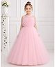 Toy Balloon Kids Satin Mesh Sleeveless Glitter Embellished Floral Applique Detailed Gown - Peach