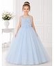 Toy Balloon Kids Satin Mesh Sleeveless Glitter Embellished Floral Applique Detailed Gown - Mint Blue