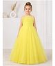 Toy Balloon Kids Satin Mesh Sleeveless Glitter Embellished Floral Applique Detailed Gown - Magenta
