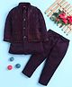 BONBOY Cotton Blend Knit Full Sleeves Kurta & Pyjama Set With Ethnic Motifs Embroidered & Sequin Embellished Jacket - Purple