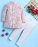 BONBOY Cotton Blend Knit Full Sleeves Paisley Embroidered Sherwani & Pants Set - Pink