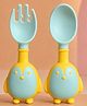 The Cheeky Kidzz Bendable Shape Spoon and Fork Set Cute Penguin Design Self-Feeding Training Cutlery for Toddlers With Soft Grip BPA-Free (YELLOW)