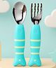 The Cheeky Kidzz Baby Stainless Steel Spoon and Fork Set Cute Strip Print| Premium Food-Grade Toddler Training Cutlery | Non-Slip Self-Feeding Weaning Tableware 4 To 36 Months BPA Free (SEA GREEN)
