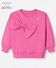 Arias 100% Cotton Terry Knit Sweatshirt with Full Sleeves and Bow Applique - Pink