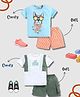 CUTOPIES Cotton Knit Pack Of 2 Half Sleeves Dog & No Exit Text Printed Tees & Shorts Set - Multi Colour