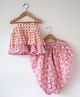 Love the World Today Cotton Woven Sleeveless Leaves Printed Top & Dhoti Set - Pink