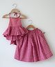 Love the World Today Cotton Woven Sleeveless Checked Coordinating Top & Palazzo Set - Pink