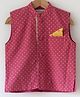 Love the World Today Cotton Woven Sleeveless Dots Printed Lace Embellished Nehru Jacket - Magenta