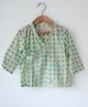 Love the World Today Cotton Woven Full Sleeves Leaves Printed Angrakha Kurta - Green