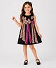 Piccolo Woven Sleeveless Sequins Embellished Bow Applique Detailed Dress - Black