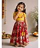 Vastramay Cotton Woven Half Sleeves Floral Embroidered Lehenga & Choli Set - Red & Yellow