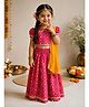 Vastramay Cotton Blend Woven Half Puffed Sleeves Bandhani Printed Lehenga & Choli With Dupatta Set - Pink