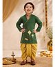 Vastramay Cotton Woven Full Sleeves Kites Embroidered Kurta & Dhoti Set - Green