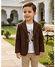 Rikidoos Cotton Woven Full Sleeves Blazer With Printed Inner T-Shirt-Brown
