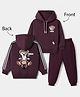 Teddy Cotton Fleece Knit Full Sleeves Hooded Sweatshirt and Jogger Winter Set with Bear Print - Purple