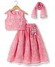 Babyhug Woven Sleeveless Choli and Lehenga With Dupatta and Floral Embroidery in Pink