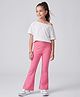 Arias 100% Cotton Terry Knit Full Length Legging With Overlapped Waist - Pink