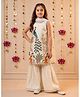 Tiny Kingdom Tissue Woven Sleeveless Peacock & Animals Embroidered Tassels Embellished Kurti & Sharara Set With Dupatta - Cream