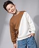 Arias Fleece Full Sleeves Drop Shoulder Sweatshirt - White