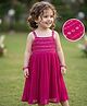 Babyhug Georgette Woven Ethnic Dress with Sleeveless and Striped Sequins in Pink