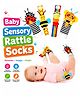 NEGOCIO Wrist Rattle & Foot Finder Socks for Newborn Babies 0 to 24 Months Soft Sensory Development Toy Set for Infants High Contrast Baby Toys 4 Pcs- 1 Set