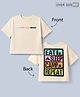 Vitamins 100% Cotton Boxy Fit Half Sleeves Round Neck T-Shirt With Text Print - Tan