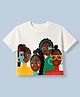Vitamins 100% Cotton Knit Half Sleeves Round Neck Boxy T-Shirt With Tribal Character Graphic - Off White