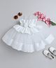 TINY MINY MEE Elastane Woven Sleeveless Bow Applique Detailed Dress - White