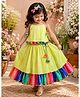 TINY MINY MEE Cotton Rayon Woven Sleeveless Abstract Printed Lace Embellished Lehenga Choli Set - Multi Colour