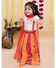 KID1 Cotton Woven Half Sleeves Mor Pankh Motif Printed & Gota Lace Embellished Lehenga Choli Set With Dupatta - Orange