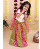 KID1 Cotton Woven Half Sleeves Mor Pankh Motif Printed & Gota Lace Embellished Lehenga Choli Set With Dupatta - Pink