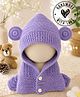 Woonie Knit Ears Applique Detailed Hand Knitted Cap - Purple - Circumference - 30 Cm
