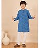 StyloBug Cotton Woven Full Sleeves Leheriya Printed Kurta & Pyjama Set - Blue