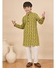 StyloBug Cotton Woven Full Sleeves Abstract Printed Kurta & Pyjama Set - Green
