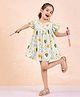 StyloBug Cotton Woven Frill Sleeves Bees Printed Dress - Off White