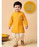 AJ Dezines Pure Cotton Woven Full Sleeves Swastika Embroidered Kurta & Dhoti Set - Mustard