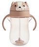 Munchkin Weighted Straw Cup with Handles Spill-Proof Toddler Straw Cup with Click Lock Lid, Flip-Top Cover, BPA-Free Brown - 296 ml
