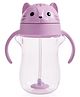 Munchkin Weighted Straw Cup with Handles Spill-Proof Toddler Straw Cup with Click Lock Lid, Flip-Top Cover, BPA-Free Purple - 296 ml