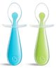 Munchkin Gentle Silicone Training Spoon Set Anti-choking Self-feeding Spoons With Spoon REST, Bpa-free Pack of 2 -green & Blue