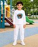 Palgrave Cotton Knit Full Sleeves Active Is Healthy Text Printed Tee & Joggers Set - White