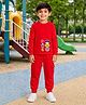 Palgrave Cotton Knit Full Sleeves Dogs Printed Tee & Joggers Set - Red
