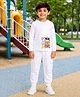 Palgrave Cotton Knit Full Sleeves Dogs Printed Tee & Joggers Set - White