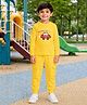 Palgrave Cotton Knit Full Sleeves Car Printed Tee & Joggers Set - Yellow