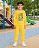 Palgrave Cotton Knit Full Sleeves Electric Guitar Printed Tee & Joggers Set - Yellow